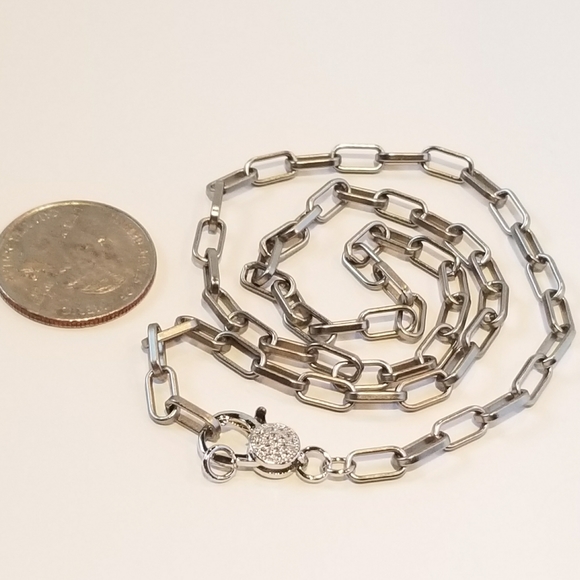 NEW Matte Silver paperclip link chain necklace - Picture 8 of 8